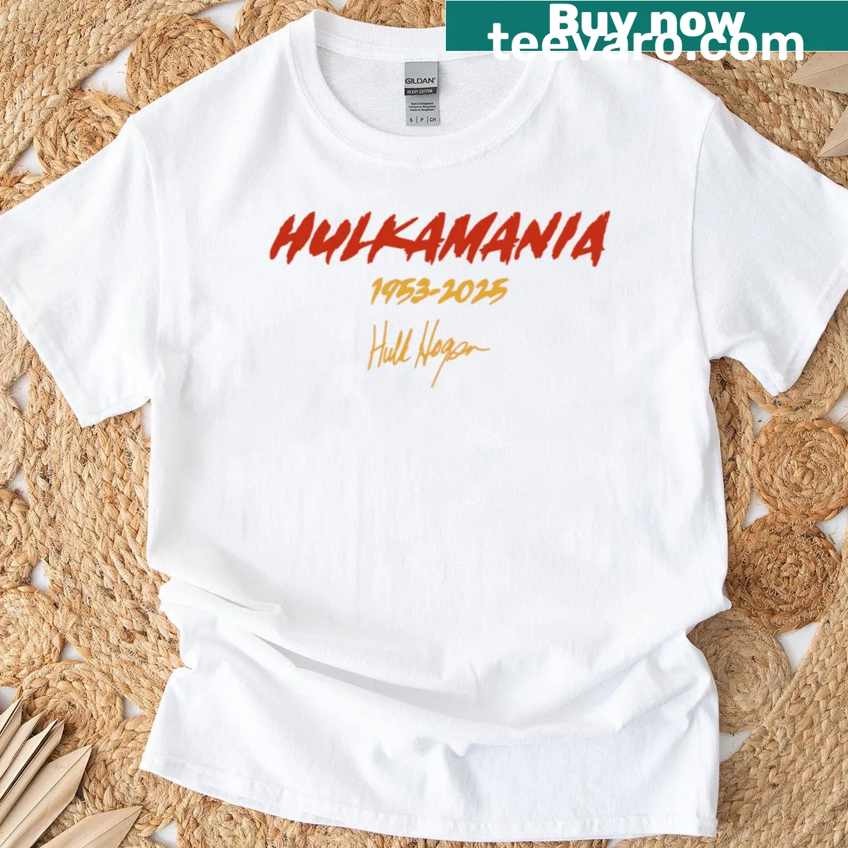 Tribute t-shirt with Rest In Peace and dates 1953-2025 — on a men's t-shirt
