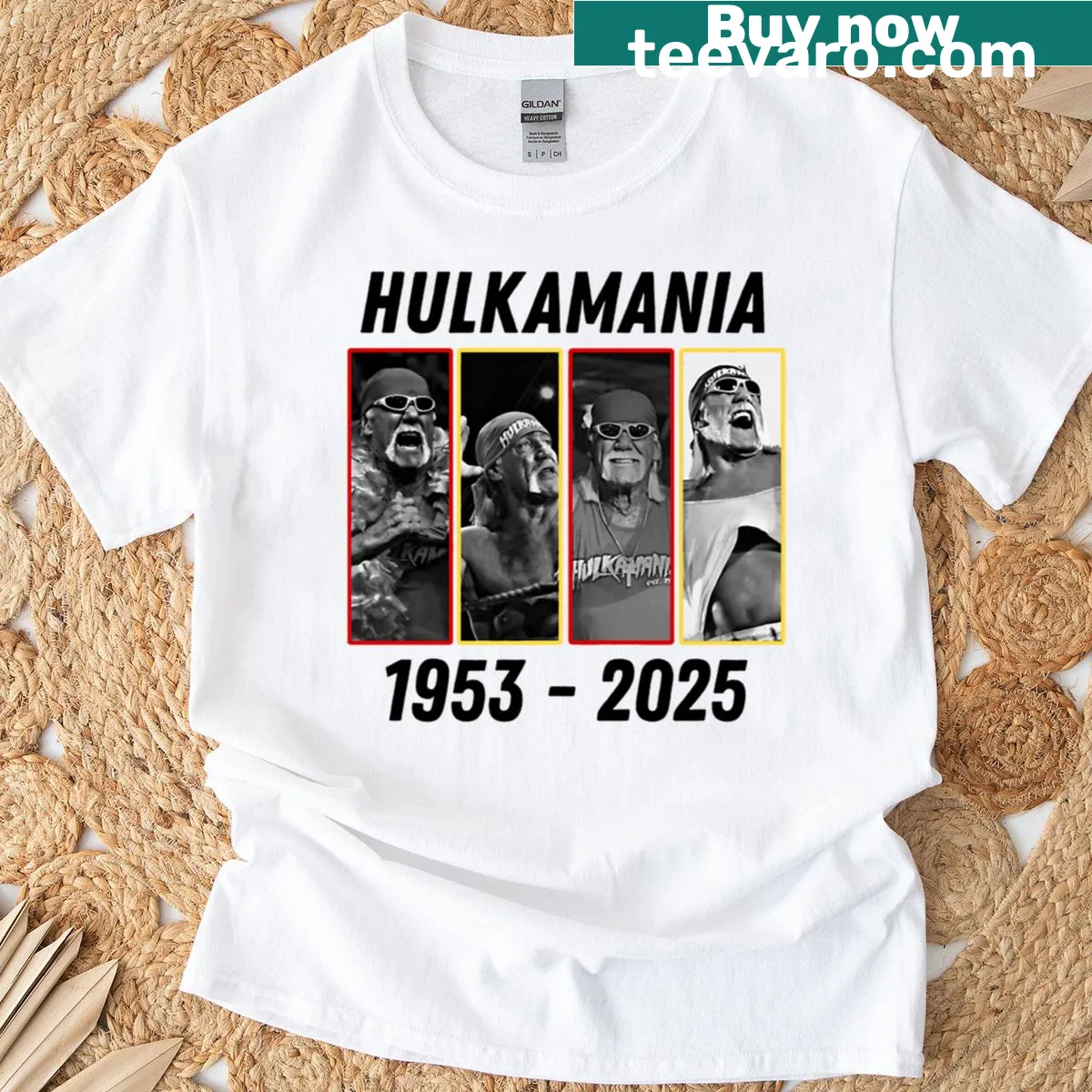 Vintage tribute design for Hulk Hogan on a t-shirt — on a men's t-shirt