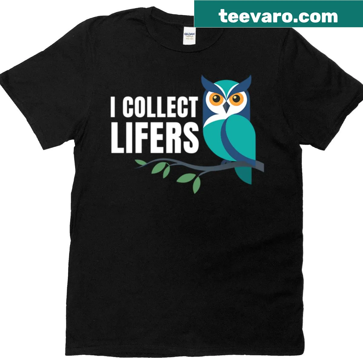 Cartoon owl and phrase I Collect Lifers on an oversized t-shirt — on a men's t-shirt
