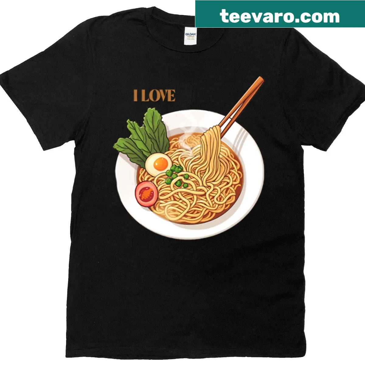 T-shirt with text 'I Love Ramen' in a fun design — on a men's t-shirt