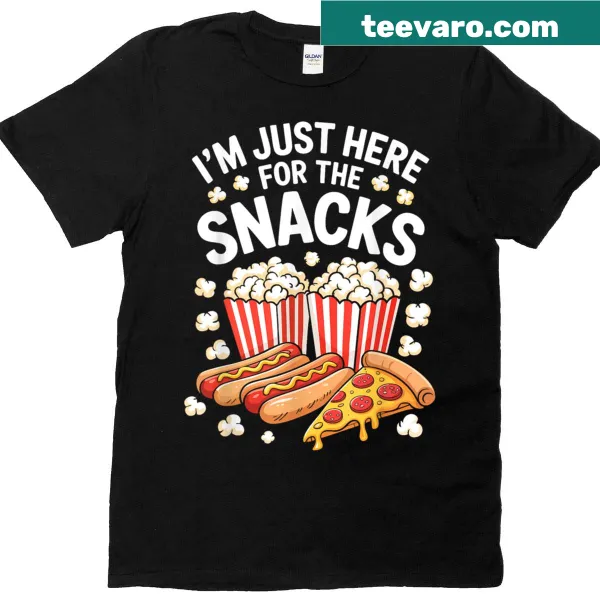 Funny food lover T-shirt with snack-themed typography.