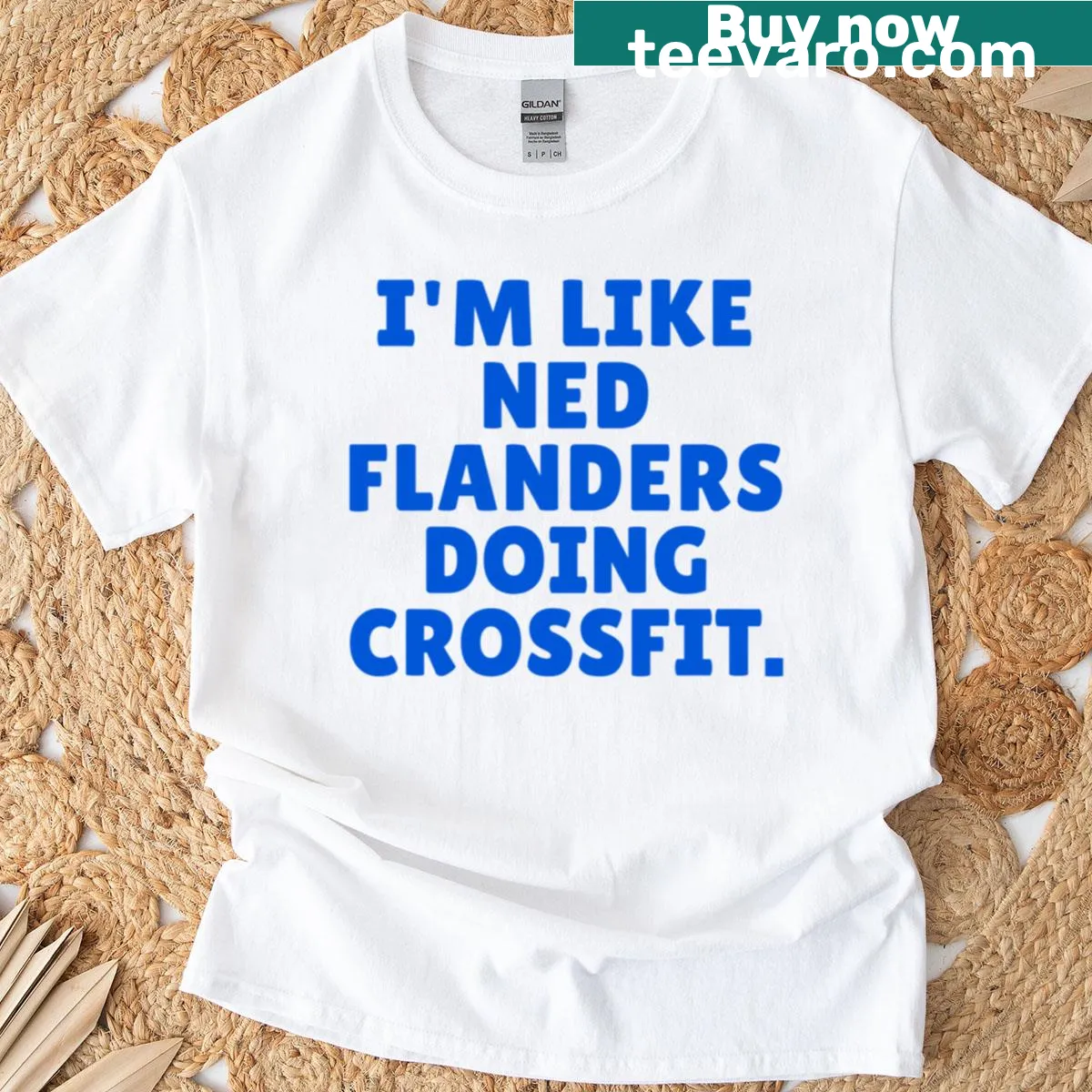 Funny CrossFit T-shirt featuring Ned Flanders illustration and text. — on a men's t-shirt