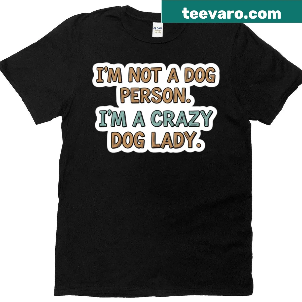 Playful text shirt stating being a crazy dog lady. — on a men's t-shirt
