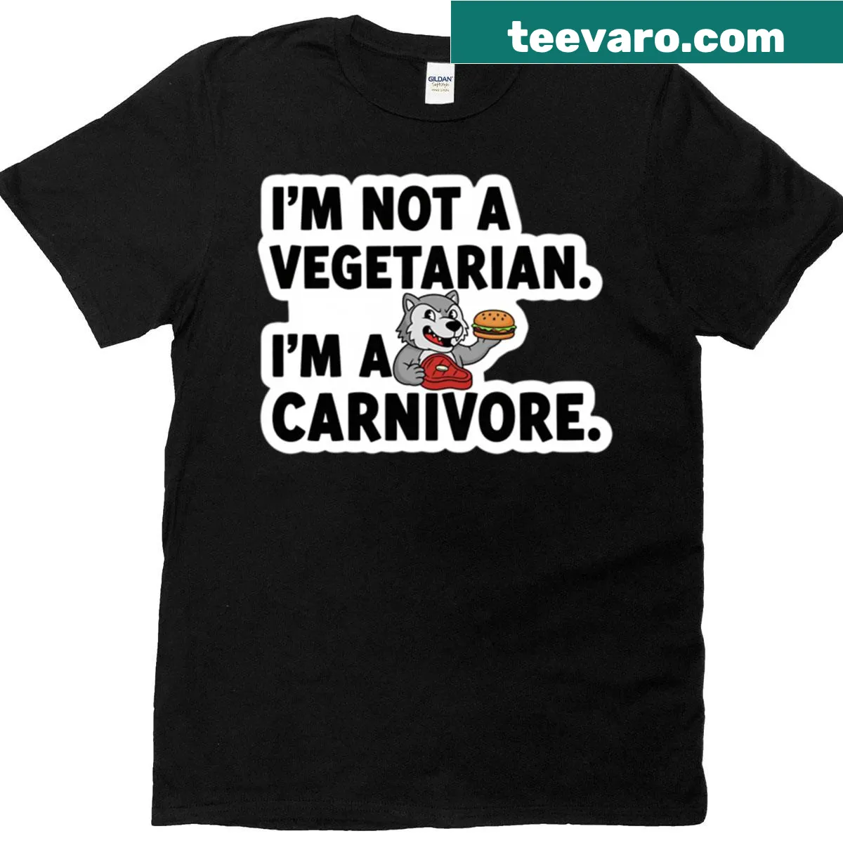 Oversized T-shirt that reads 'I'm Not A Vegetarian, I'm A Carnivore' — on a men's t-shirt