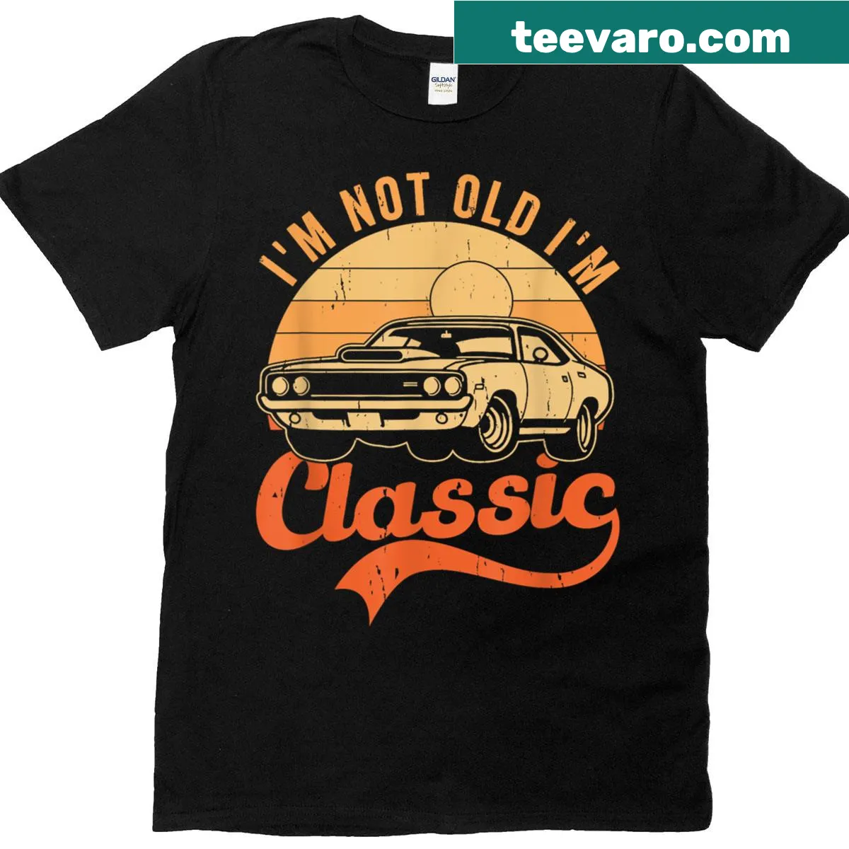 Vintage car graphic with humorous text for dads on Father's Day — on a men's t-shirt