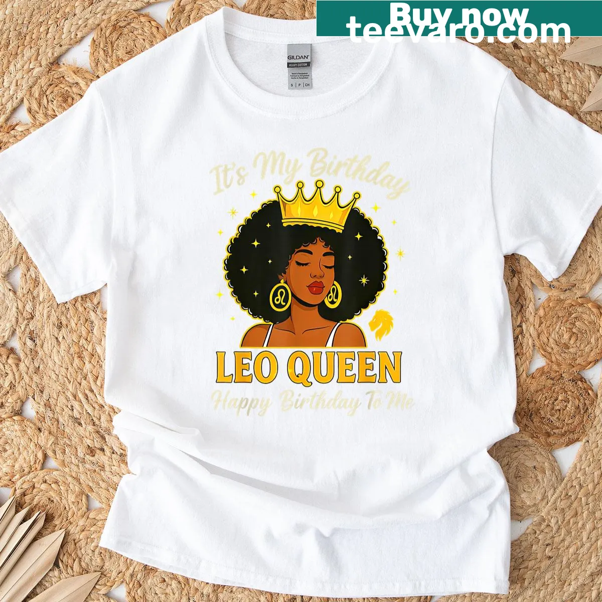 T-shirt celebrating birthdays with the phrase 'It's My Birthday Leo Queen' — on a men's t-shirt