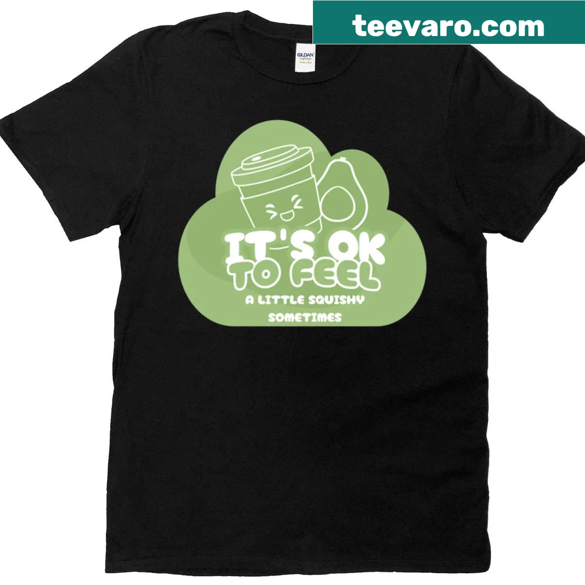 Oversized tee with cheerful avocado and mental health message — on a men's t-shirt