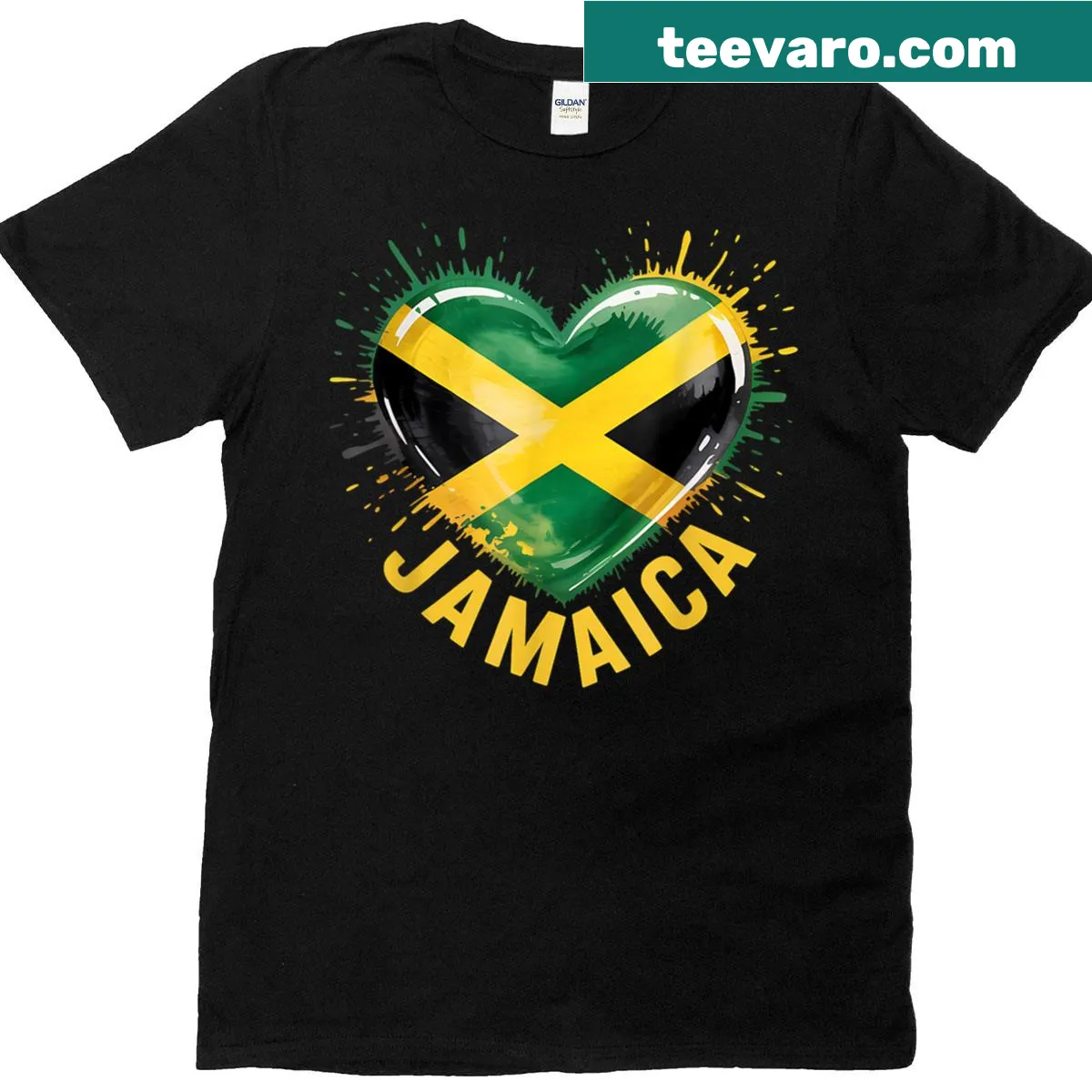 Jamaican flag design t-shirt celebrating pride and identity — on a men's t-shirt