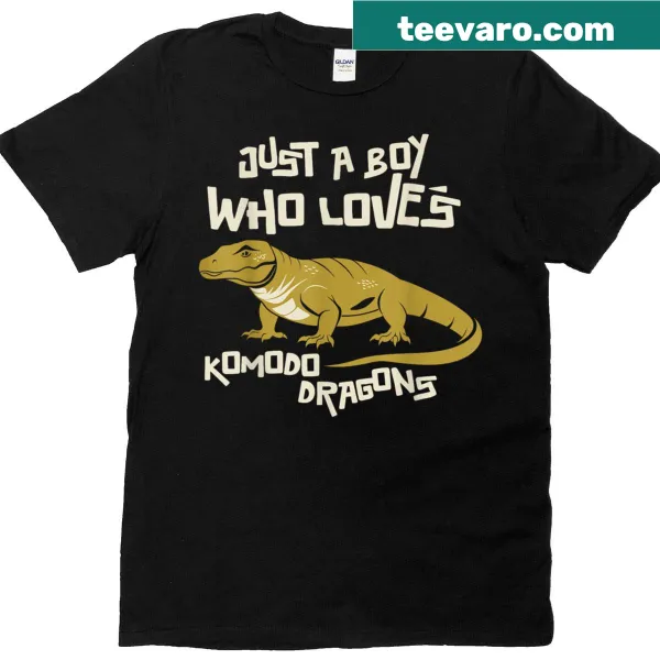 T-shirt for boys featuring a love for Komodo dragons in playful typography