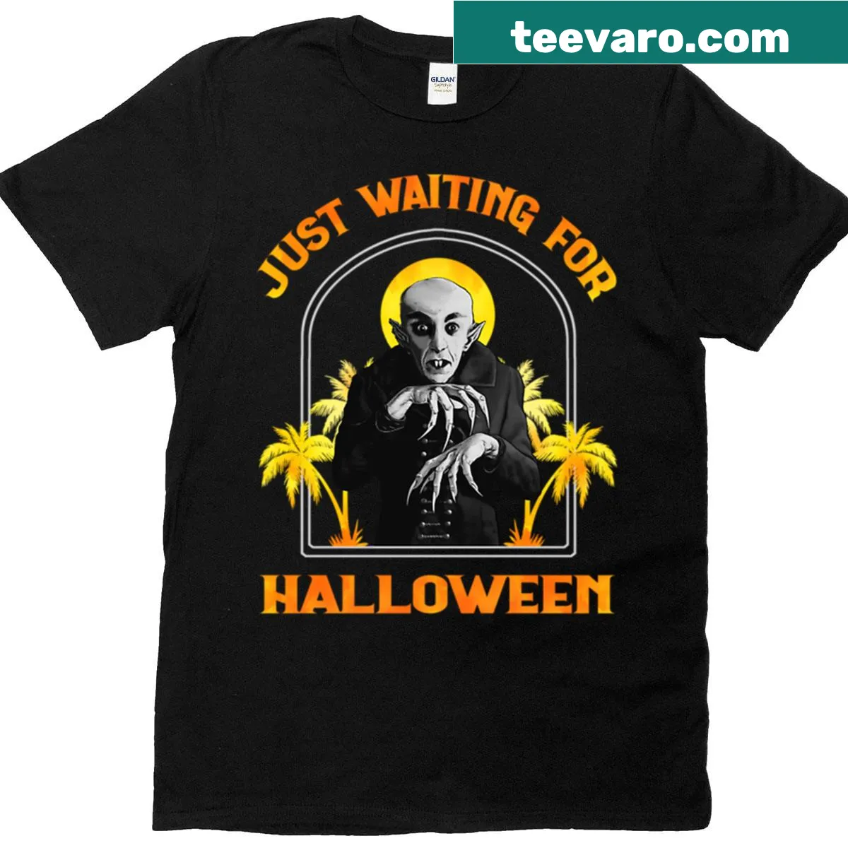 T-shirt featuring Count Orlok with a spooky summer vibes design. — on a men's t-shirt