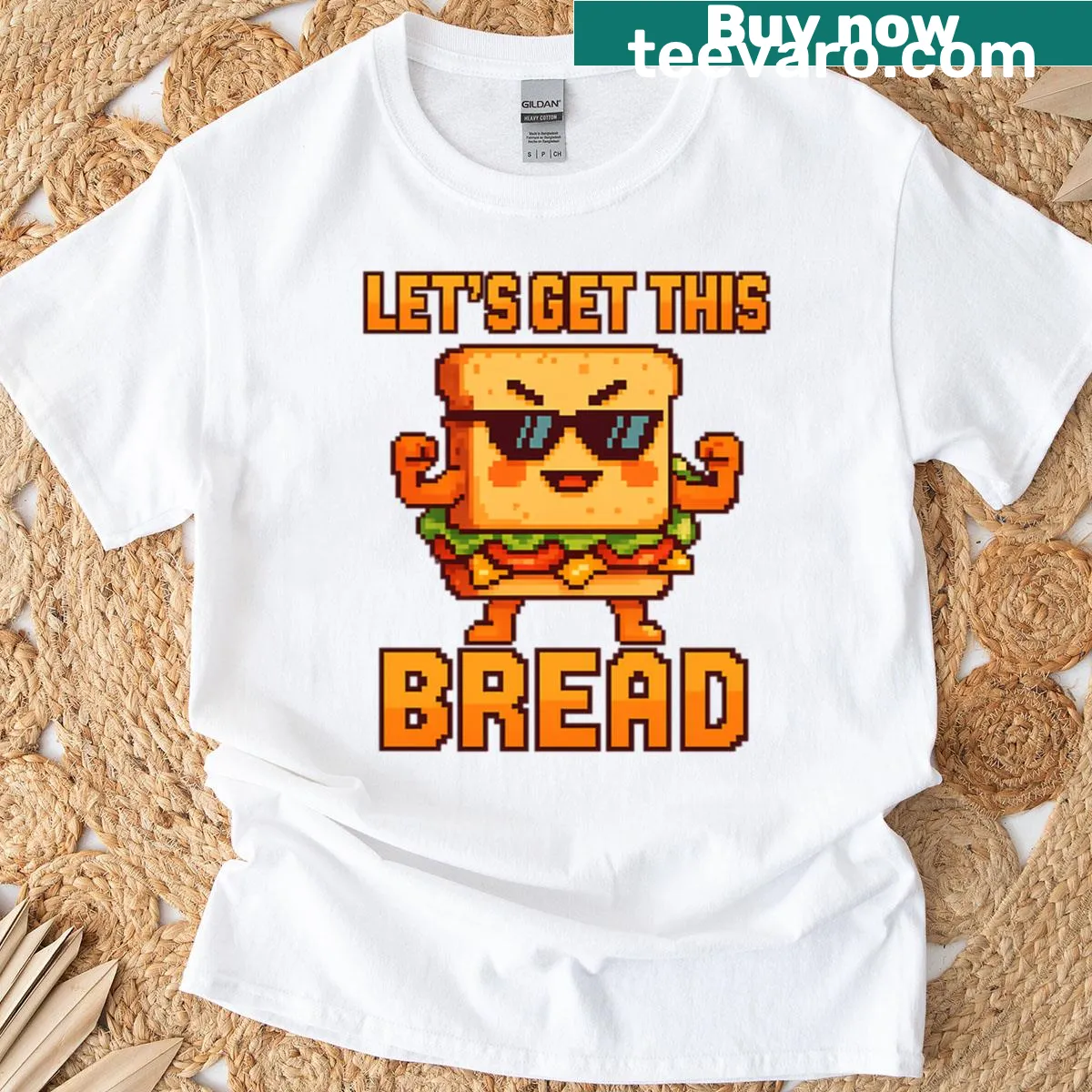 Funny t-shirt with pixel art of a sandwich and humorous text. — on a men's t-shirt