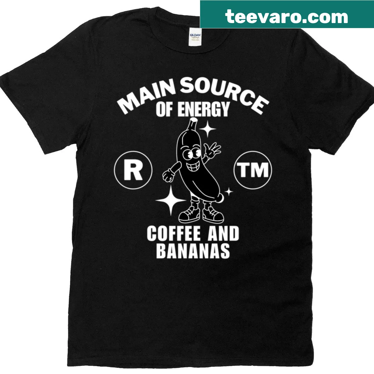 Funny t-shirt with a banana graphic and text — on a men's t-shirt