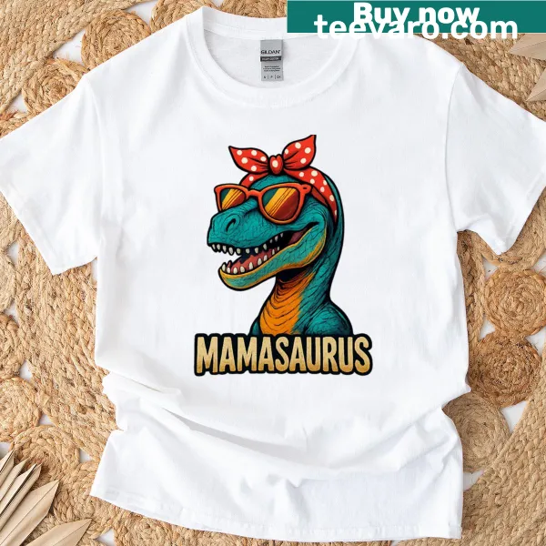 Funny retro dinosaur mom graphic T-shirt