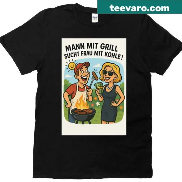 Funny t-shirt with a grill graphic and humorous text