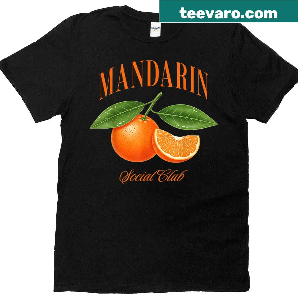 Vintage botanical fruit t-shirt featuring a tangerine design — on a men's t-shirt