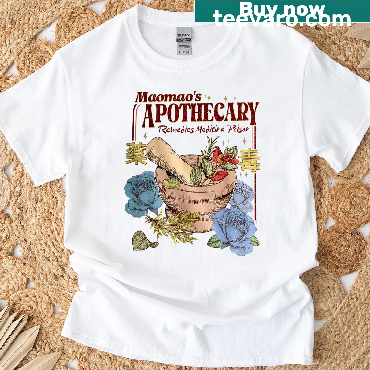 Kawaii Japanese design T-shirt featuring cute poison graphics — on a men's t-shirt