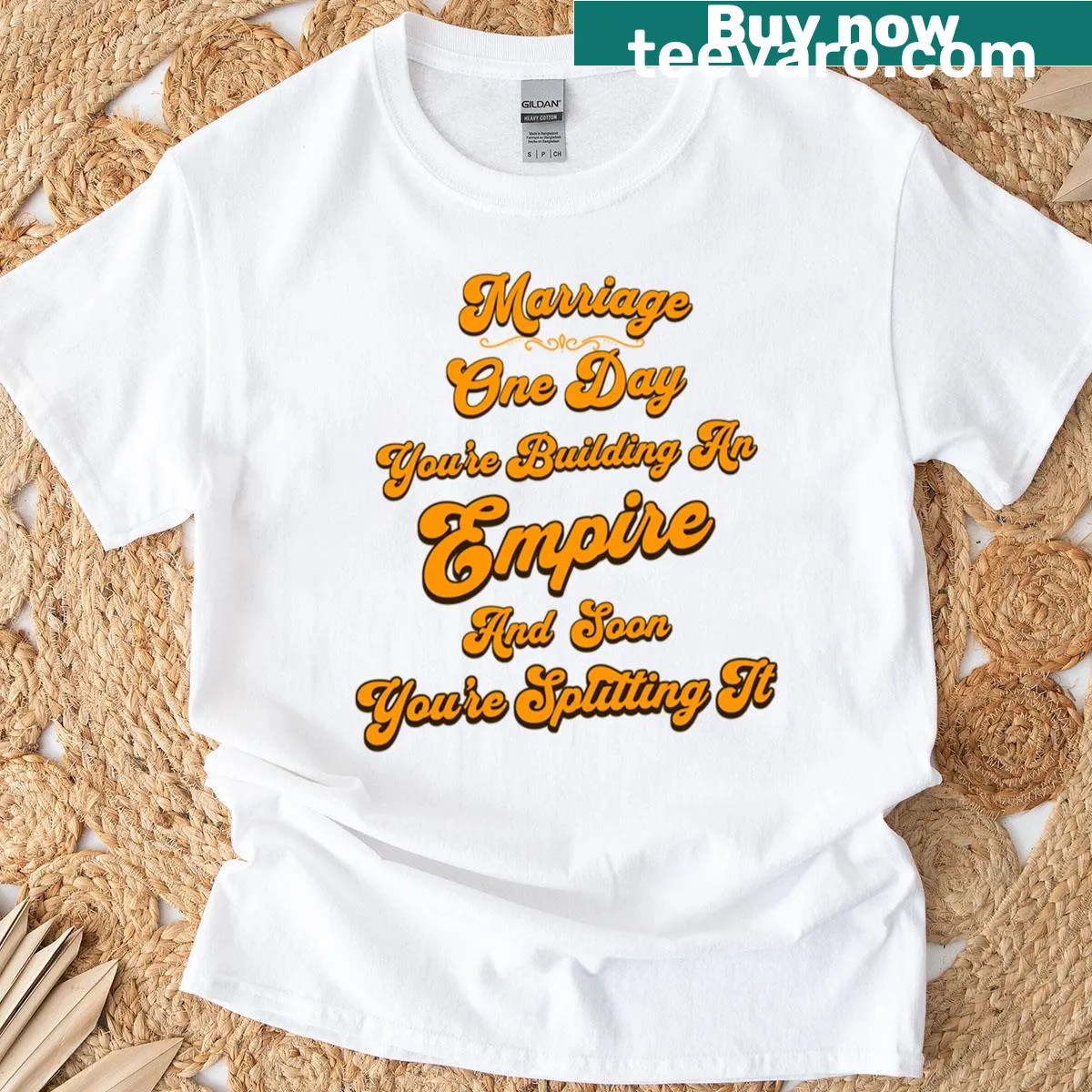 Funny T-shirt about the ups and downs of marriage — on a men's t-shirt