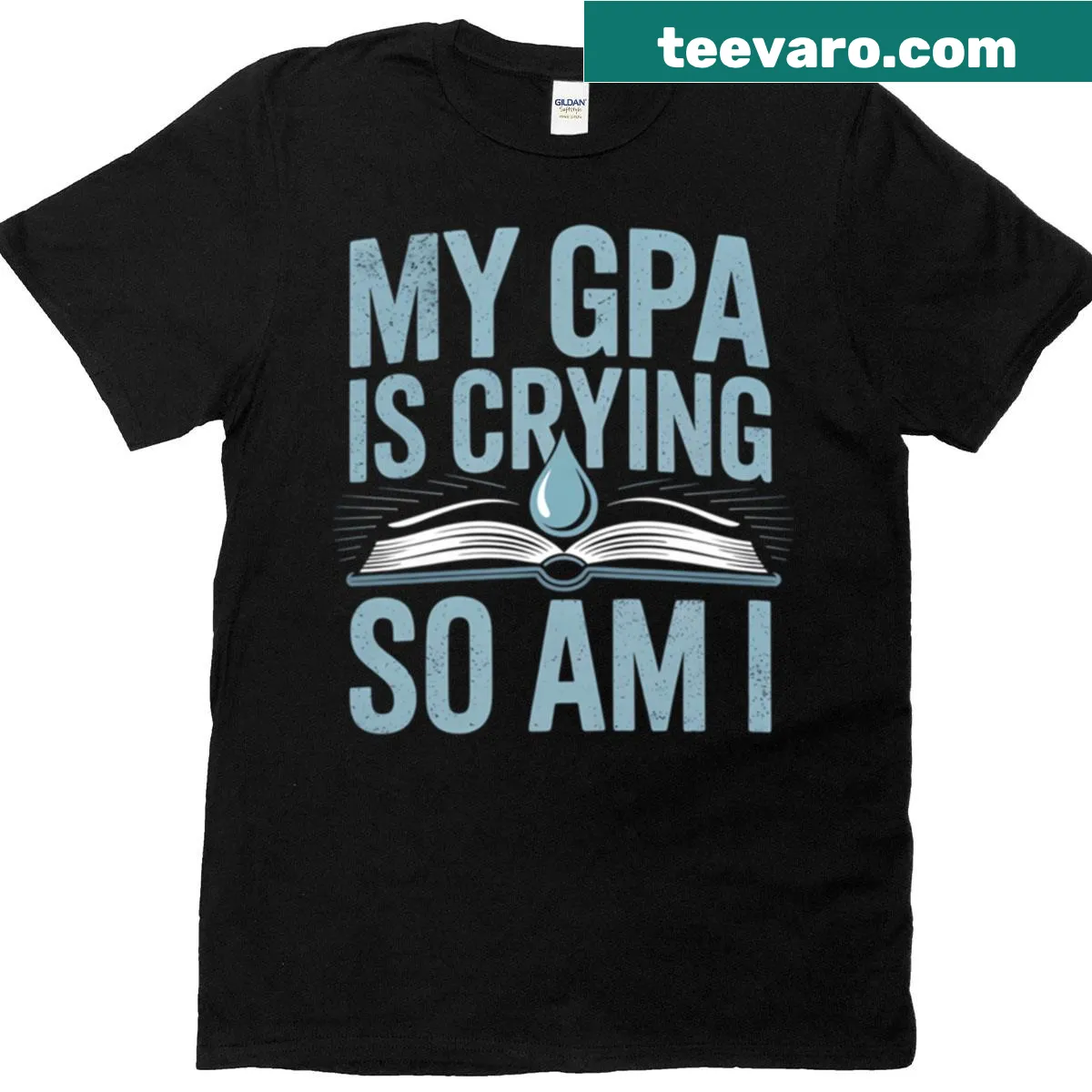Minimalist student shirt with the phrase about GPA — on a men's t-shirt