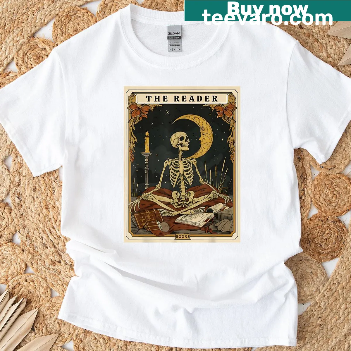 Vintage skeleton design T-shirt for fans of the mystical and spooky — on a men's t-shirt