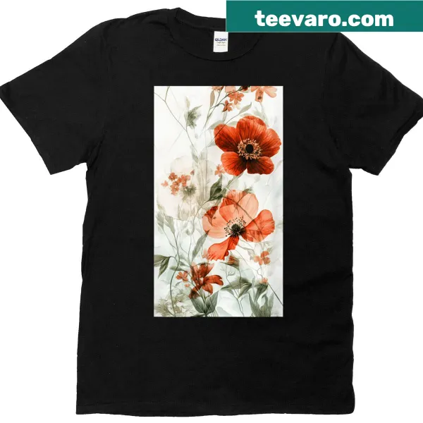 Vintage floral design t-shirt featuring botanical illustrations