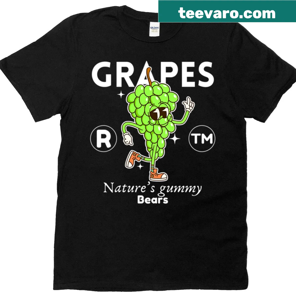 Fun graphic of gummy bears with grapes on a T-shirt. — on a men's t-shirt