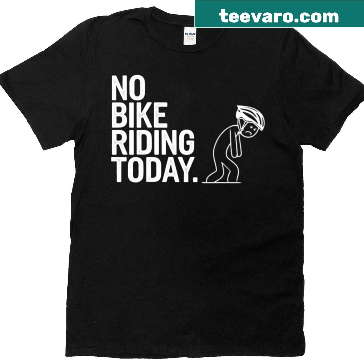 Funny oversized t-shirt with text 'No Bike Riding Today' for cyclists — on a men's t-shirt