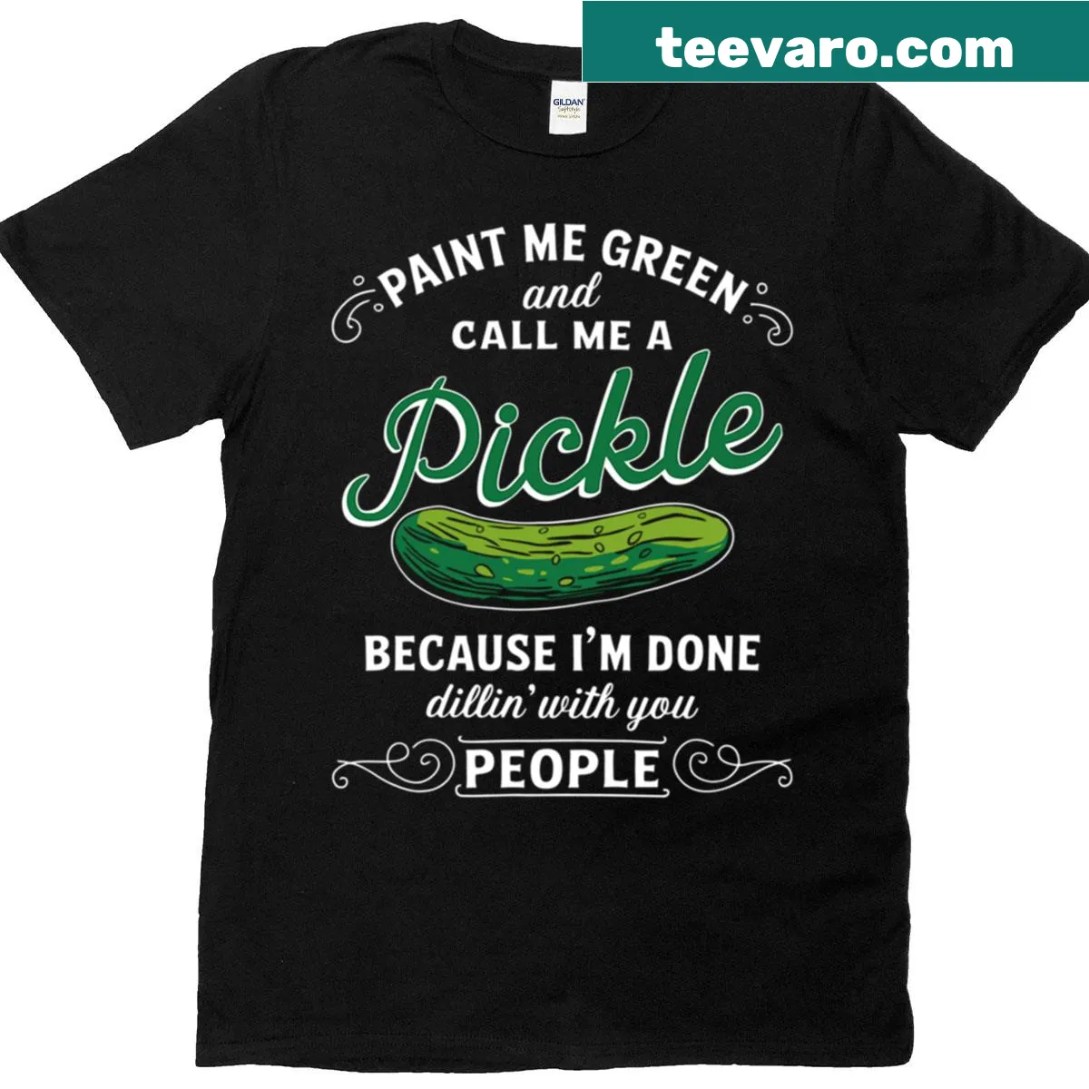 Funny oversized t-shirt with a pickle-themed humorous quote — on a men's t-shirt