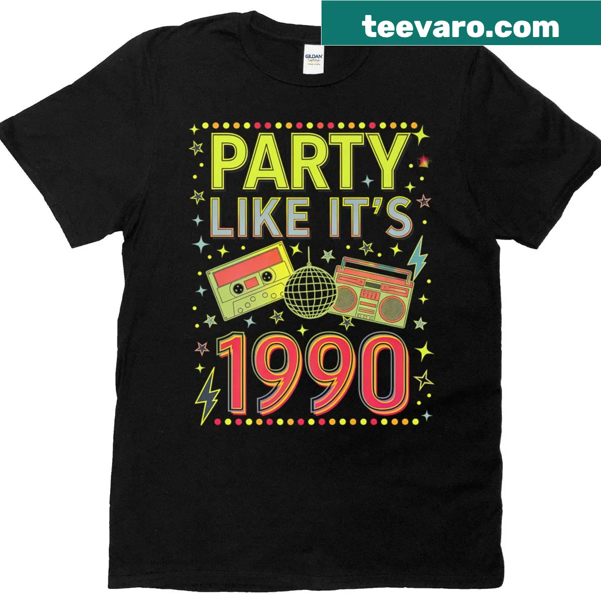 Vintage retro t-shirt featuring a cassette design and humorous text about partying in the 90s — on a men's t-shirt