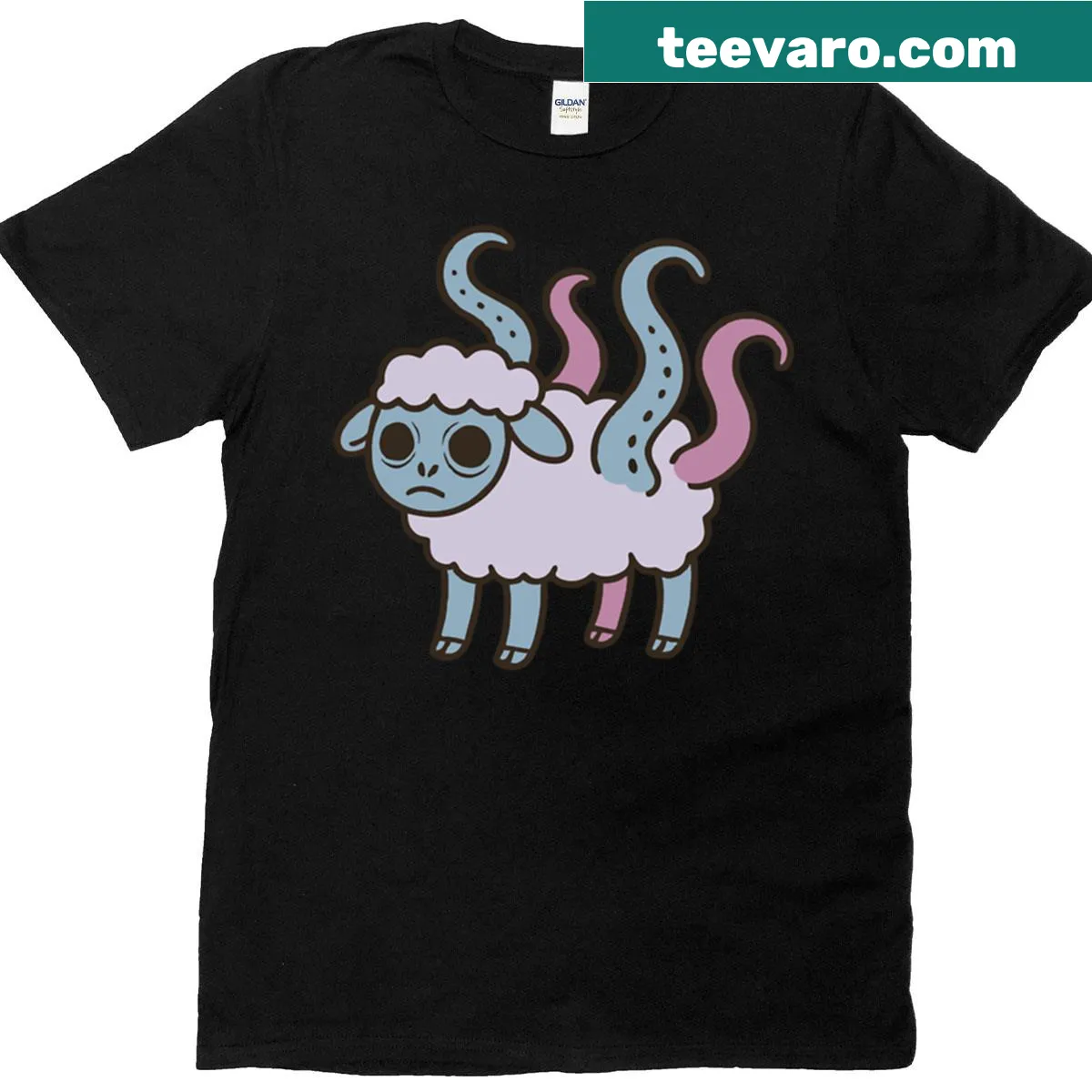 Cartoon design of a whimsical lamb on a fun t-shirt — on a men's t-shirt