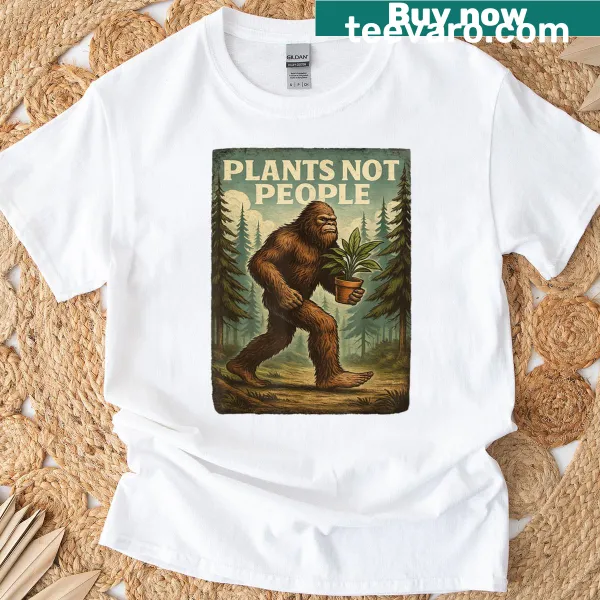 Plants Not People slogan on a T-shirt for plant lovers