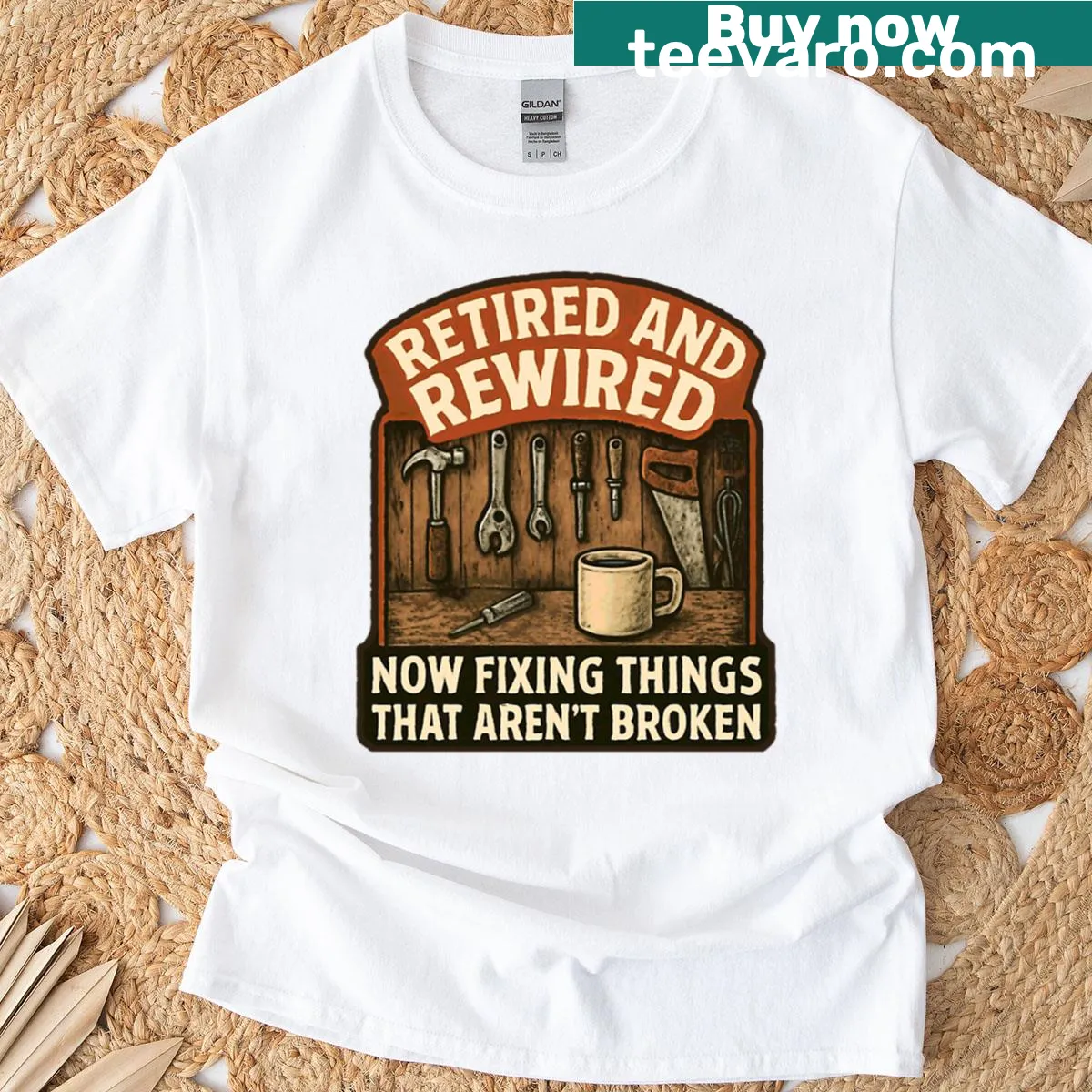 Funny text design shirt for retirees about fixing things — on a men's t-shirt