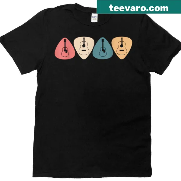 Vintage acoustic guitar pick graphic T-shirt