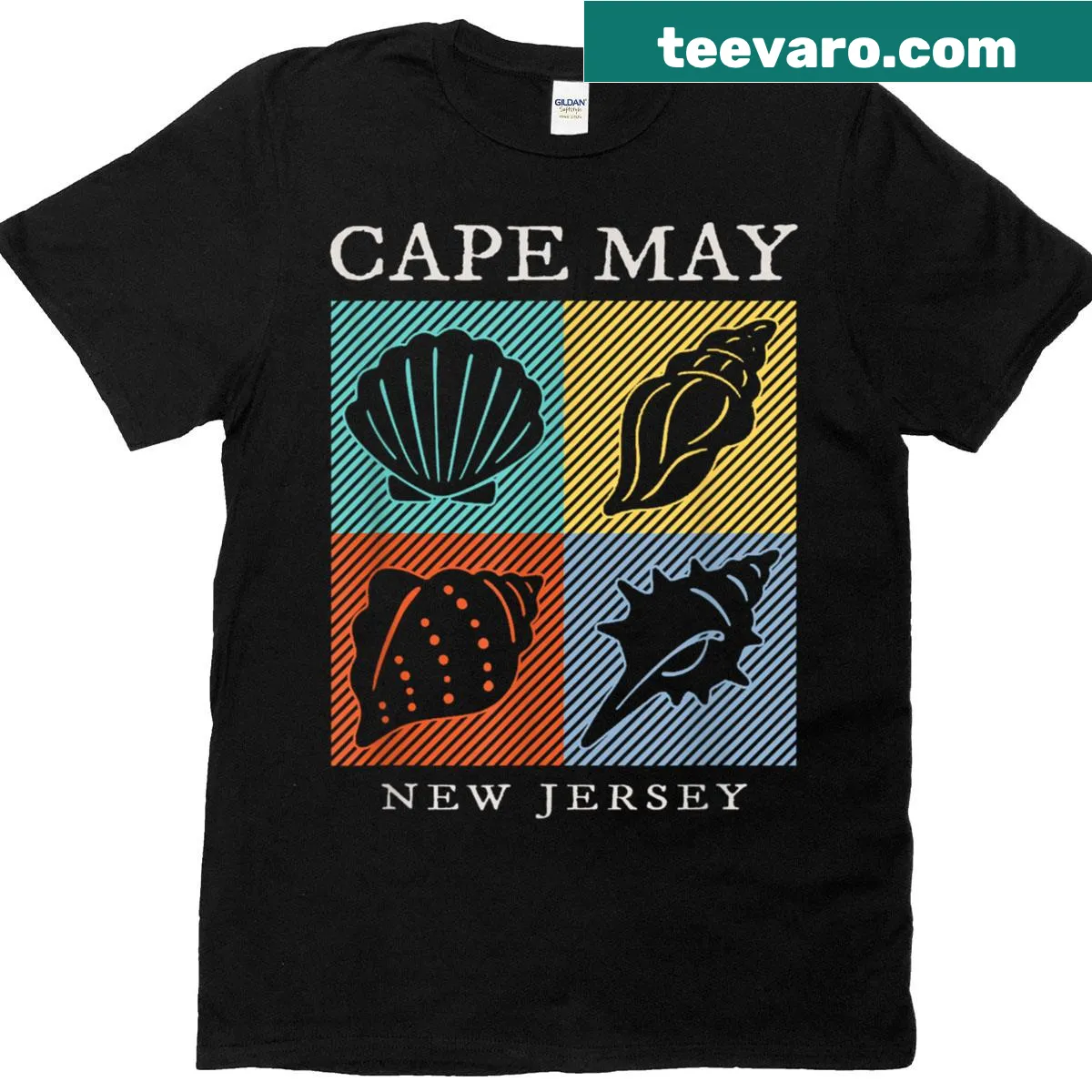 Vintage souvenir T-shirt featuring a seashell graphic — on a men's t-shirt
