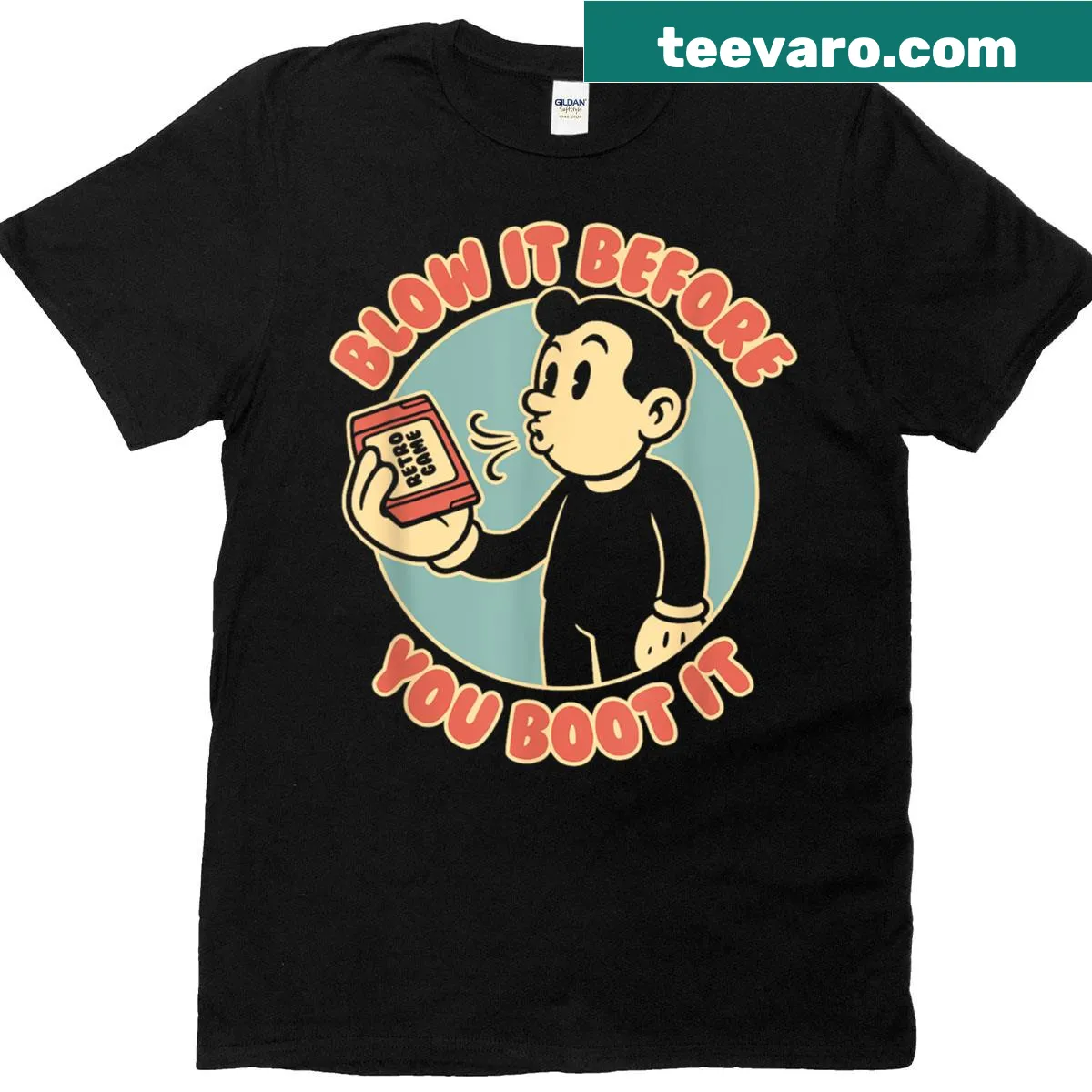 Vintage-style t-shirt with retro gaming graphics from the 80s and 90s — on a men's t-shirt