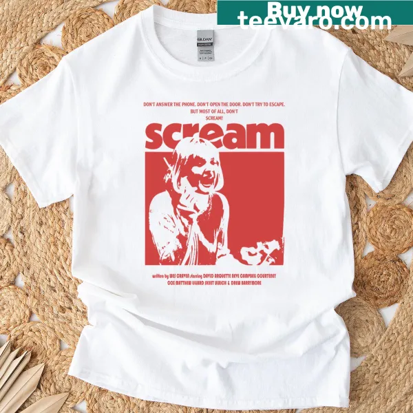 Vintage distressed Scream movie graphic on a horror-themed T-shirt