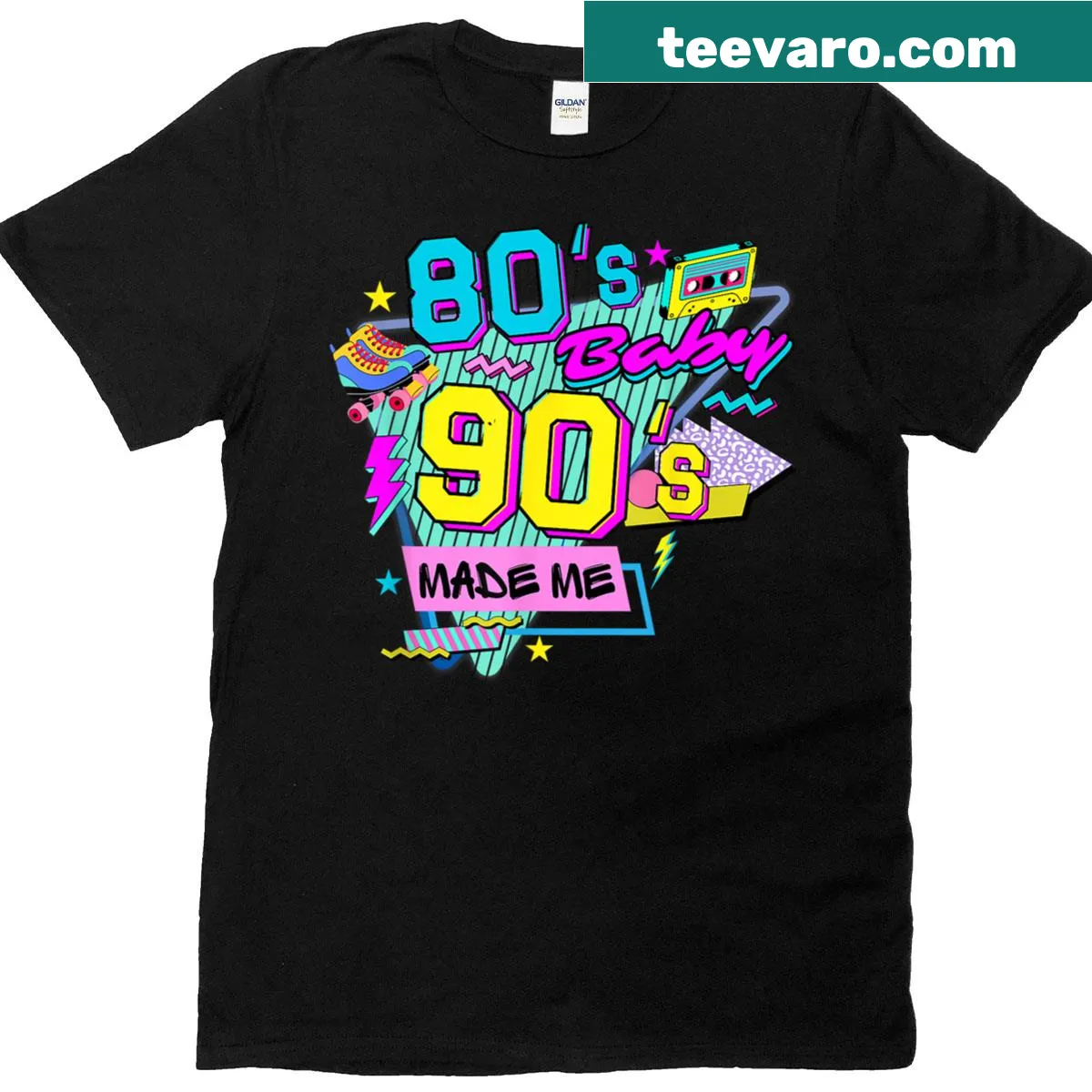 Nostalgic text design celebrating 80s and 90s on T-shirt — on a men's t-shirt