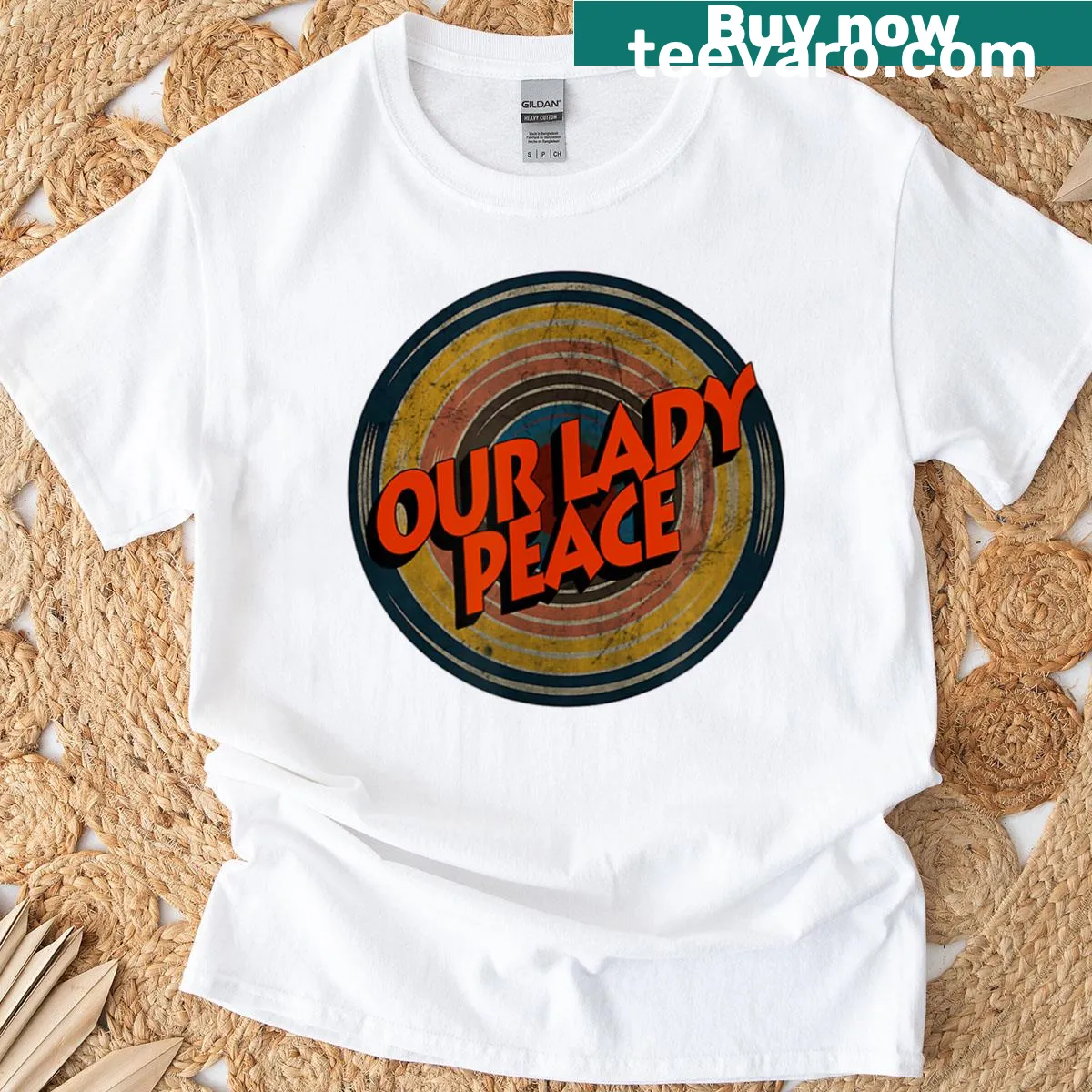 Vintage-inspired t-shirt featuring a retro quote from Our Lady Peace — on a men's t-shirt