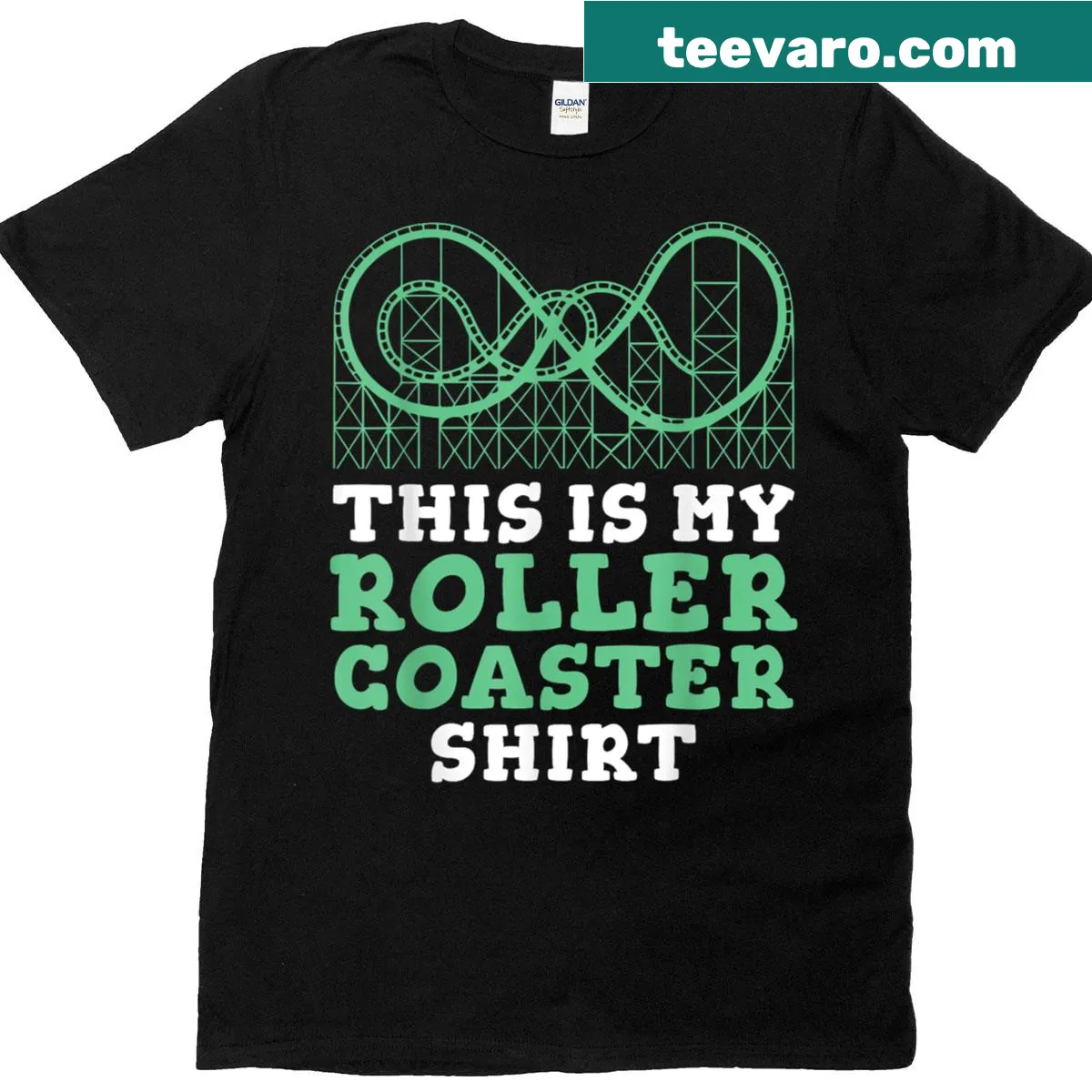 T-shirt for roller coaster fans featuring a playful amusement park graphic — on a men's t-shirt