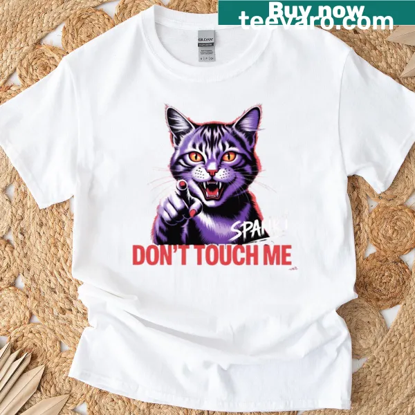Attitude cat graphic T-shirt with 'Don't Touch Me' text