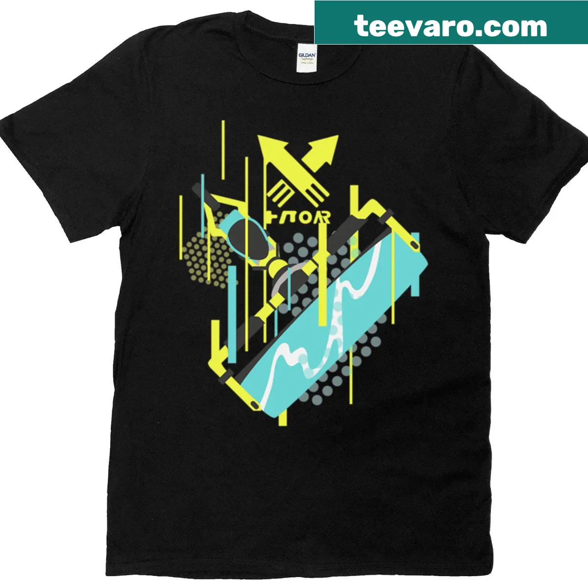 Humorous holiday t-shirt featuring a playful splat roller design — on a men's t-shirt