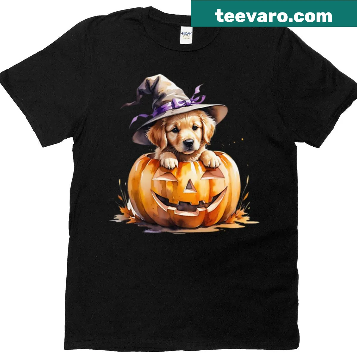 Cute Halloween puppy T-shirt with playful graphic — on a men's t-shirt