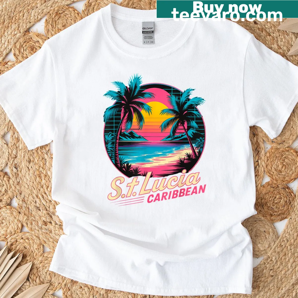 Retro Saint Lucia souvenir T-shirt with a vintage design — on a men's t-shirt