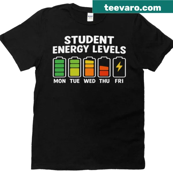 Funny back-to-school t-shirt with battery life graphic