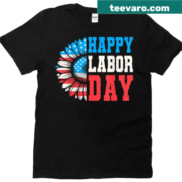 Sunflower design celebrating Labor Day on a cheerful T-shirt