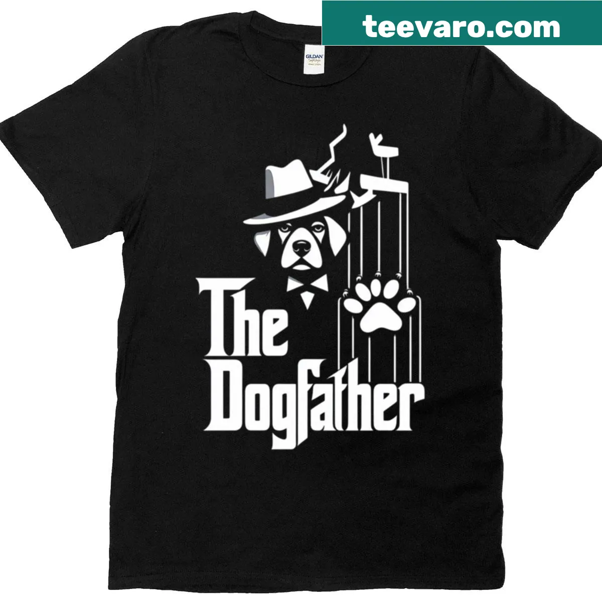 Funny dog dad parody t-shirt with bold typography — on a men's t-shirt