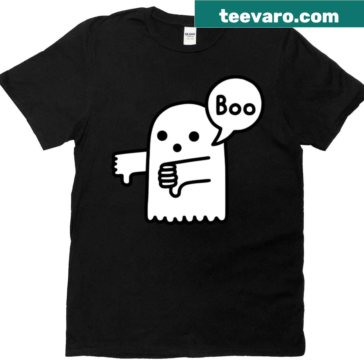 Illustration of a disapproving ghost floating with arms crossed. — on a men's t-shirt