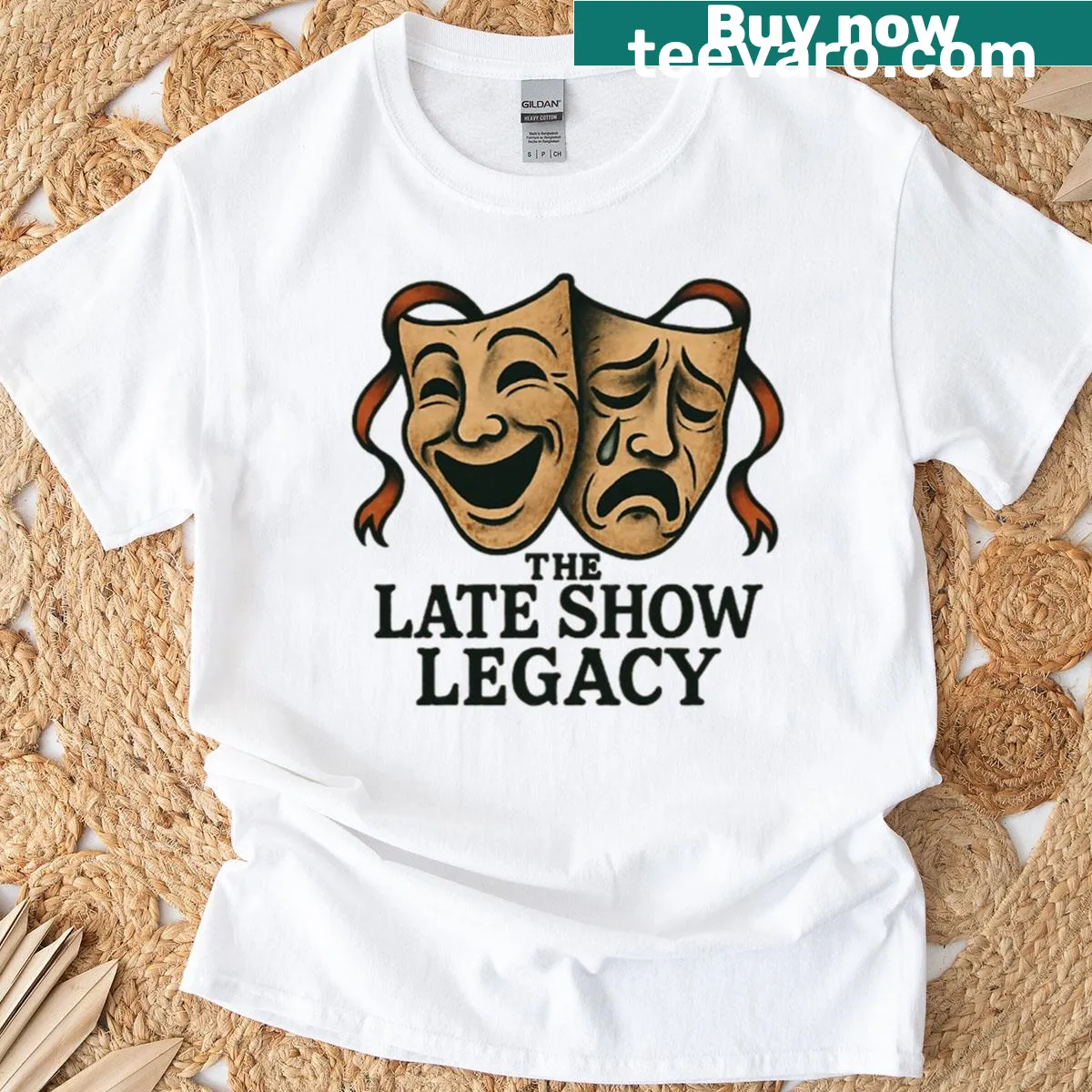 Typography design celebrating the legacy of late-night comedy laughter — on a men's t-shirt