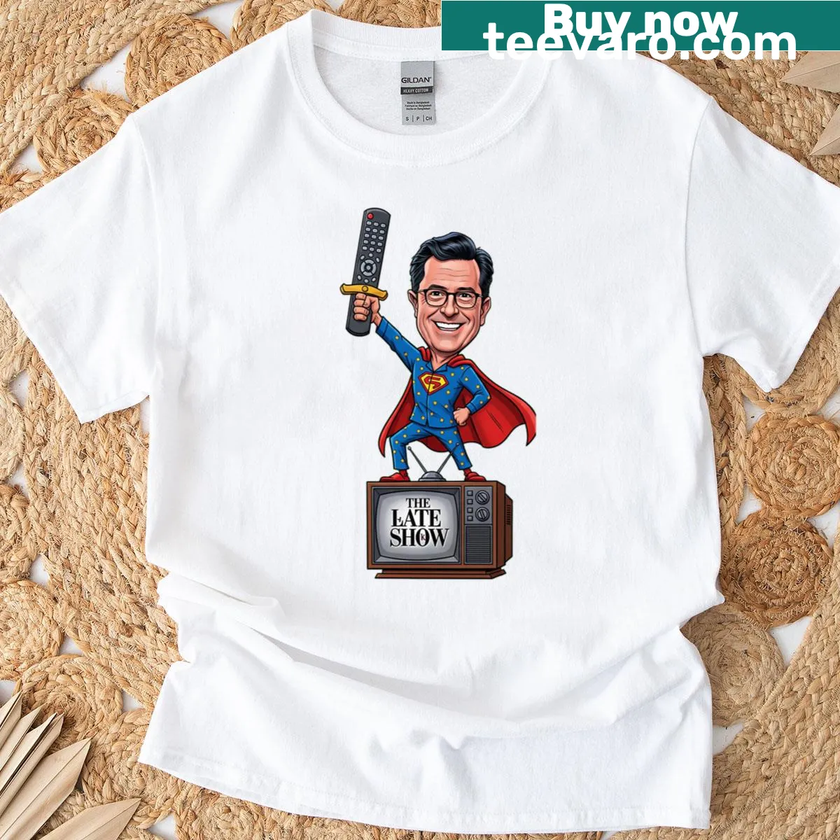 Energetic T-shirt inspired by The Late Show with Stephen Colbert — on a men's t-shirt