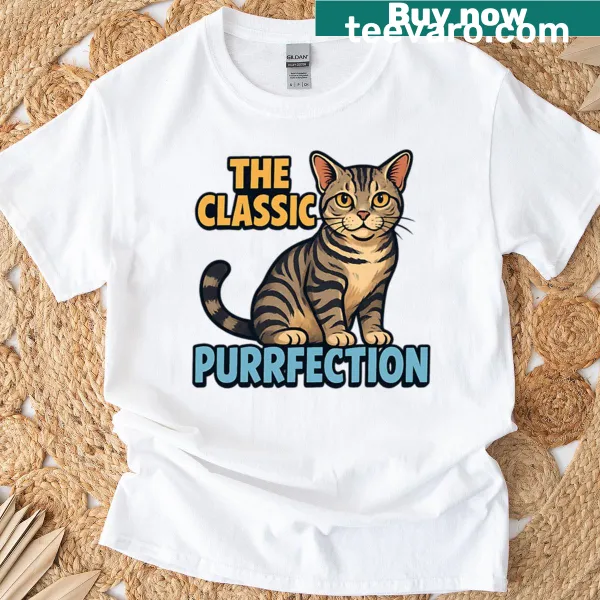Illustration of an American Shorthair cat on a T-shirt