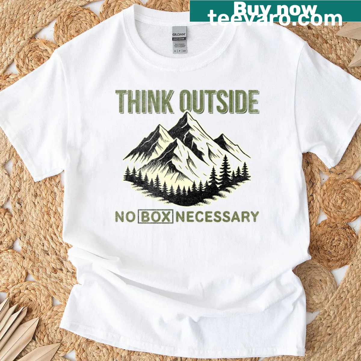 Oversized hiking t-shirt with a humorous adventure theme. — on a men's t-shirt
